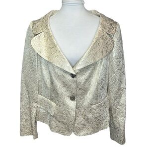 Jones New York Metallic Ivory Paisley Blazer